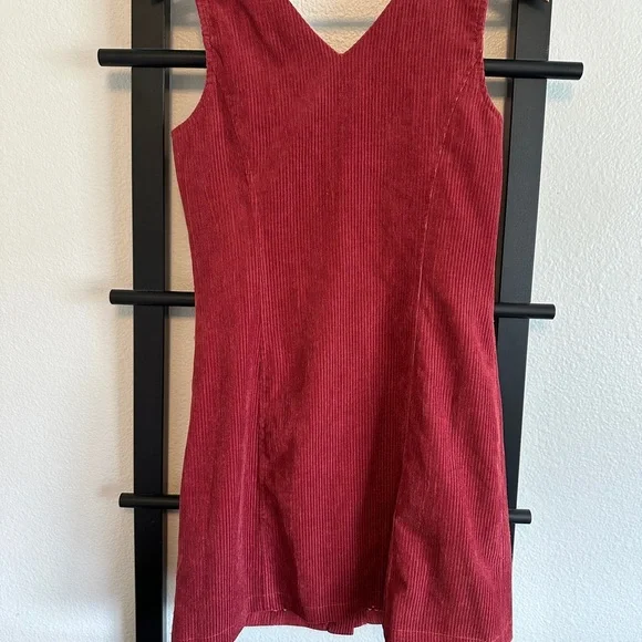 Red Corduroy Button-Down Dress - Picture 5 of 5